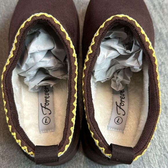 NEW Platform Slip On Clog Slippers Sherpa Faux Fur Lining Chocolate Brown Size 7 - Picture 8 of 13